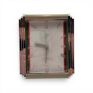 Gucci Nobile Silver Metallic Molded Resin Table Clock c. 1980s